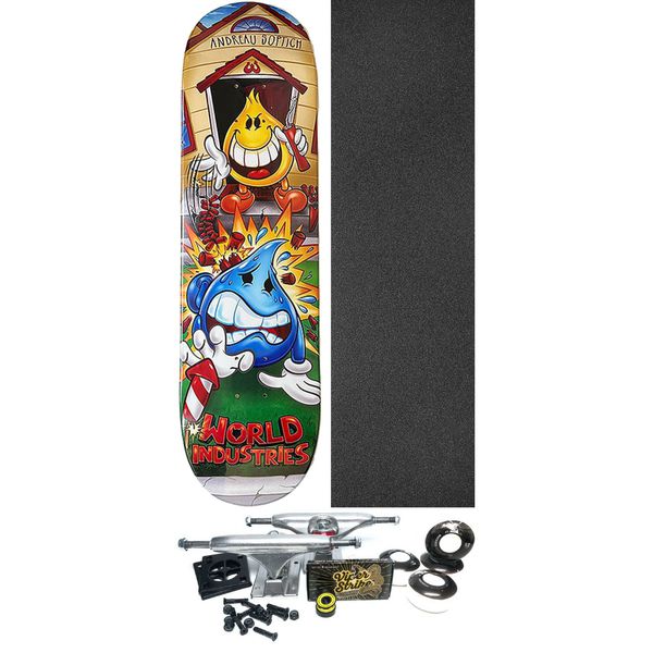 World Industries Skateboards Andreau Soptich Firecracker Skateboard Deck - 8.3" x 32" - Complete Skateboard Bundle